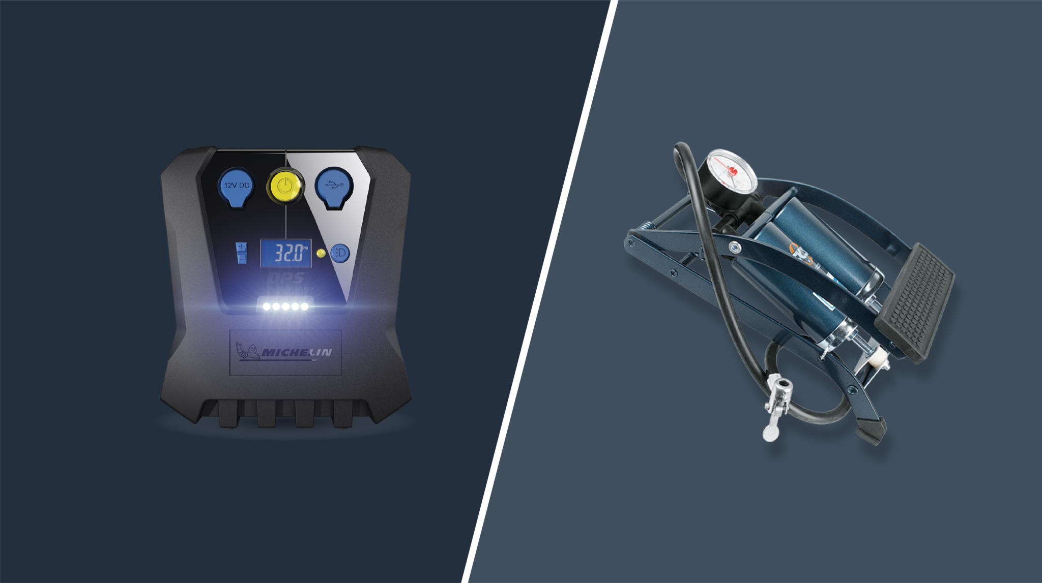 Foot pump tyre inflators Clearance